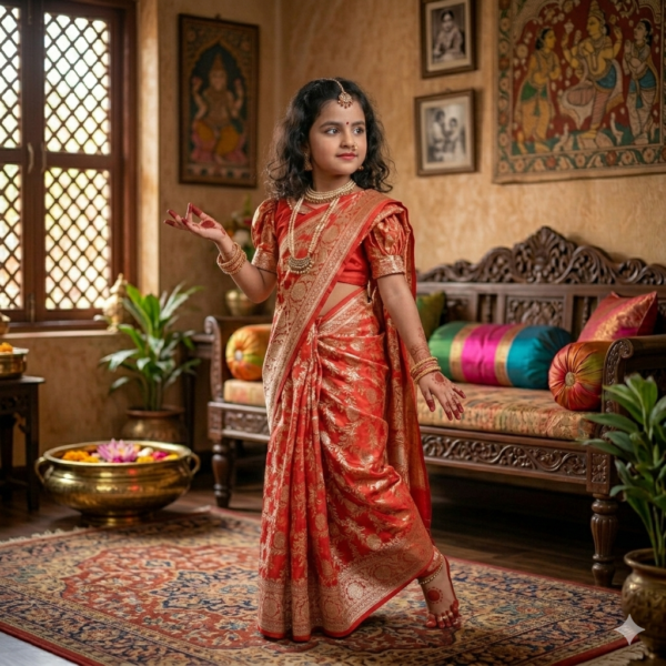দোপাট্টা সহ বেনারসি কাতান শাড়ি (ওড়না ছাড়া) - Image 4