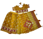 বাচ্চাদের হলুদ সুতির রেডি শাড়ি - Image 3