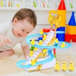 Automatic Duck Climbing Stairs Toy with Music & LED Lights | Cute Duck Slide Escalator Track Toy for Kids