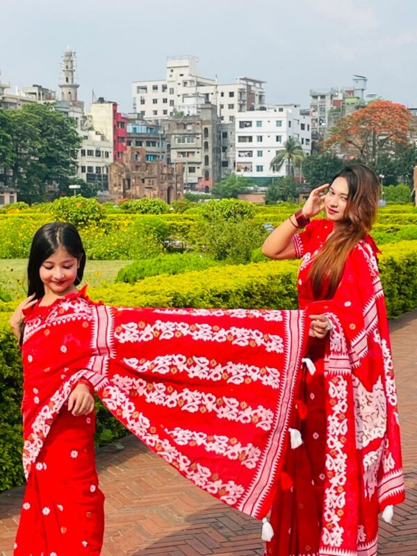 বাচ্চাদের প্রিমিয়াম সুতি রেডি শাড়ি - Image 3