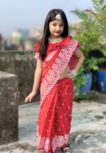 বাচ্চাদের প্রিমিয়াম সুতি রেডি শাড়ি - Image 5