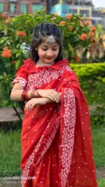 বাচ্চাদের প্রিমিয়াম সুতি রেডি শাড়ি - Image 4