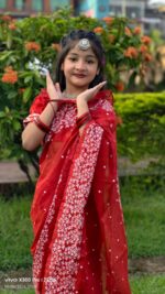 বাচ্চাদের প্রিমিয়াম সুতি রেডি শাড়ি - Image 2