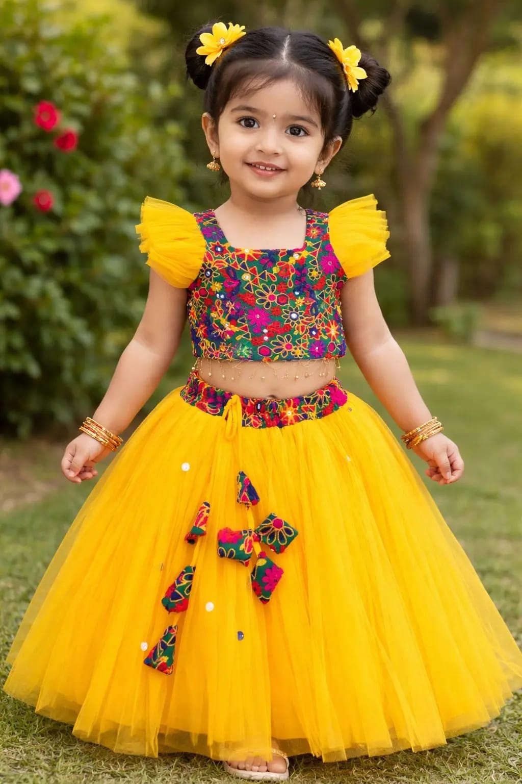 WhatsApp Image 2026-06-15 at 18.53.23 (1) প্রিমিয়াম কিডস পার্টি লেহেঙ্গা - হলুদ - Image 1