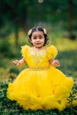 হলুদ সানশাইন প্রিন্সেস বেবি গাউন-(Sunshine Yellow)