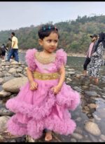 প্রিন্সেস পিংক পার্টি ফ্রক ড্রেস - Image 3