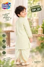 শারদীয় রাজকুমার ধুতি-পাঞ্জাবি সেট - Lite Olive Color - Image 2