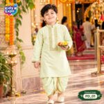 শারদীয় রাজকুমার ধুতি-পাঞ্জাবি সেট - Lite Olive Color