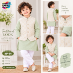 প্রিমিয়াম কুটি -পাঞ্জাবি সেট - Deep Olive Color - Image 4
