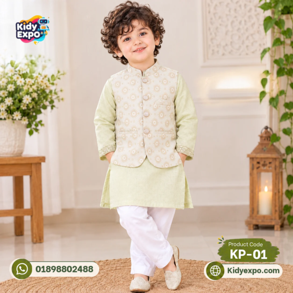 প্রিমিয়াম কুটি -পাঞ্জাবি সেট - Deep Olive Color - Image 2